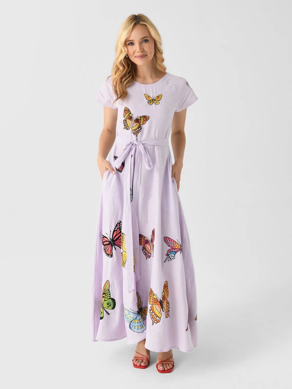 Fanm Mon Papiyon butterfly embroidered maxi dress XS lilac